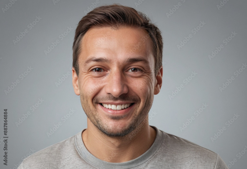 Portrait view of a regular happy smiling Hungary man, ultra realistic, candid, social media, avatar image, plain solid background Portrait view of a regular happy smiling Hungary man, ultra realistic, candid, social media, avatar image, plain solid background