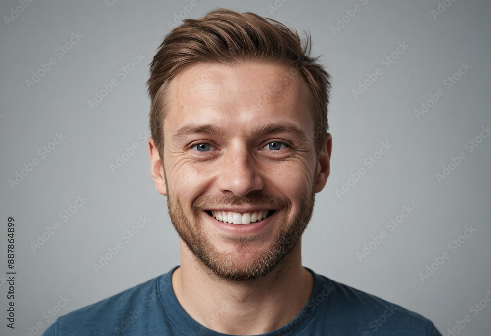 Portrait view of a regular happy smiling Iceland man, ultra realistic, candid, social media, avatar image, plain solid background Portrait view of a regular happy smiling Iceland man, ultra realistic, candid, social media, avatar image, plain solid background