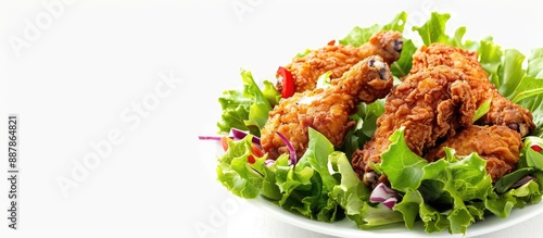 Fried chicken served on a b...