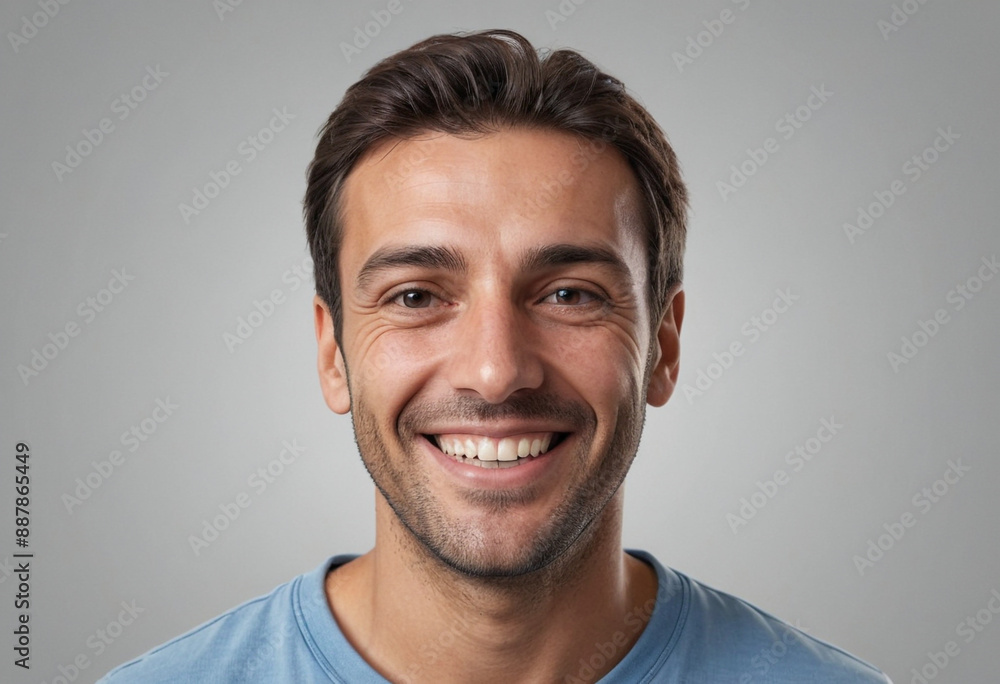 Portrait view of a regular happy smiling Italy man, ultra realistic, candid, social media, avatar image, plain solid background Portrait view of a regular happy smiling Italy man, ultra realistic, candid, social media, avatar image, plain solid background