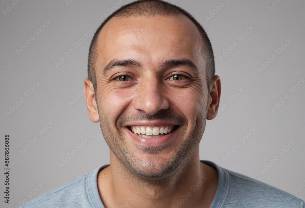 Fototapeta premium Portrait view of a regular happy smiling Malta man, ultra realistic, candid, social media, avatar image, plain solid background