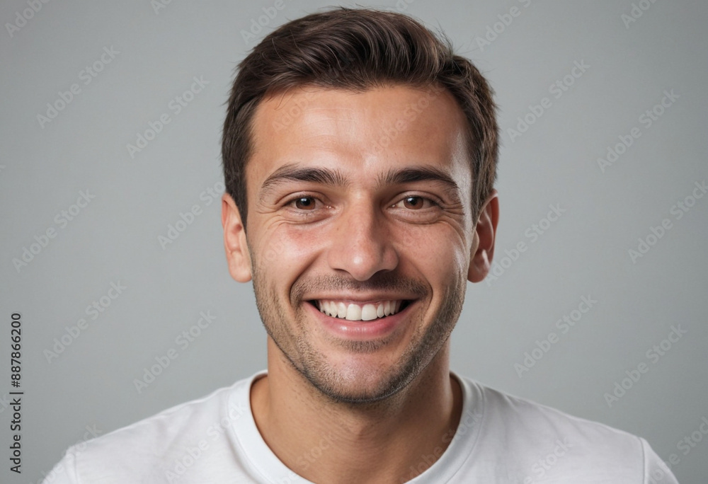 Portrait view of a regular happy smiling Montenegro man, ultra realistic, candid, social media, avatar image, plain solid background Portrait view of a regular happy smiling Montenegro man, ultra realistic, candid, social media, avatar image, plain solid background