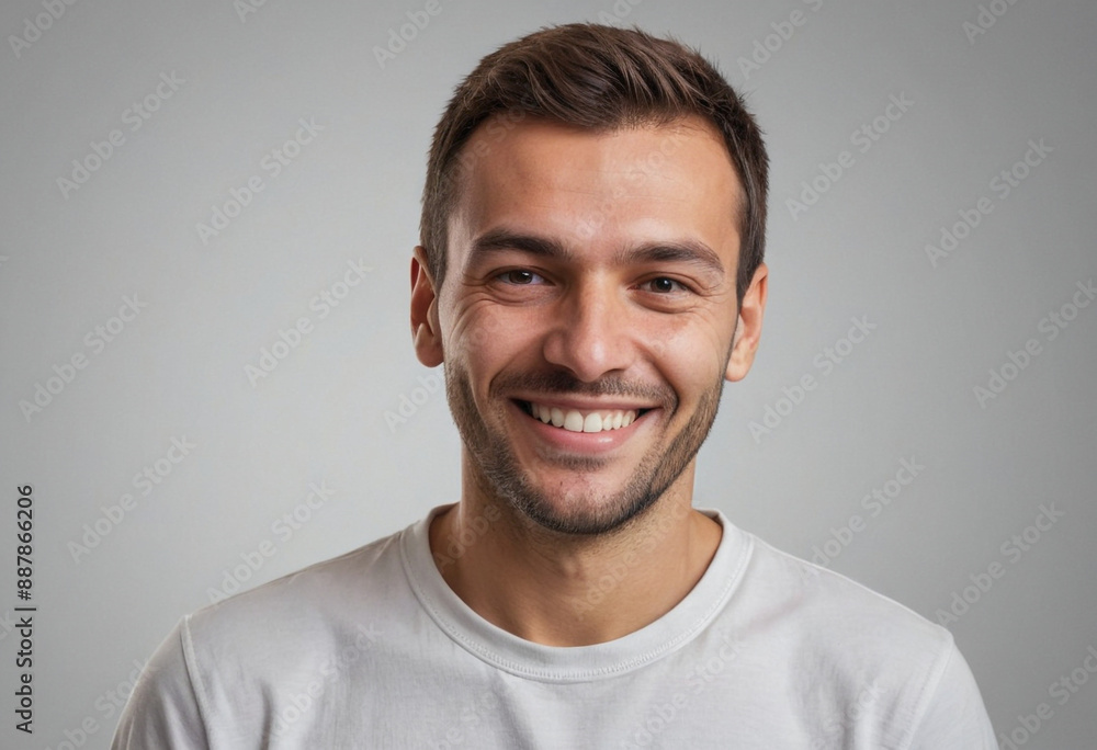 Portrait view of a regular happy smiling Montenegro man, ultra realistic, candid, social media, avatar image, plain solid background Portrait view of a regular happy smiling Montenegro man, ultra realistic, candid, social media, avatar image, plain solid background