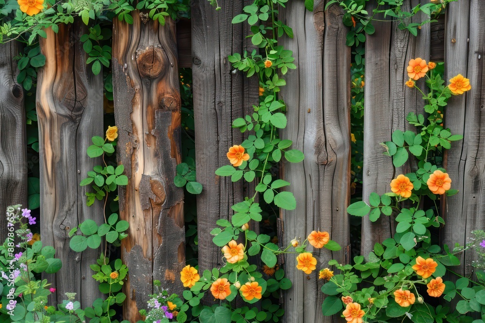 Fototapeta premium fence with flowers