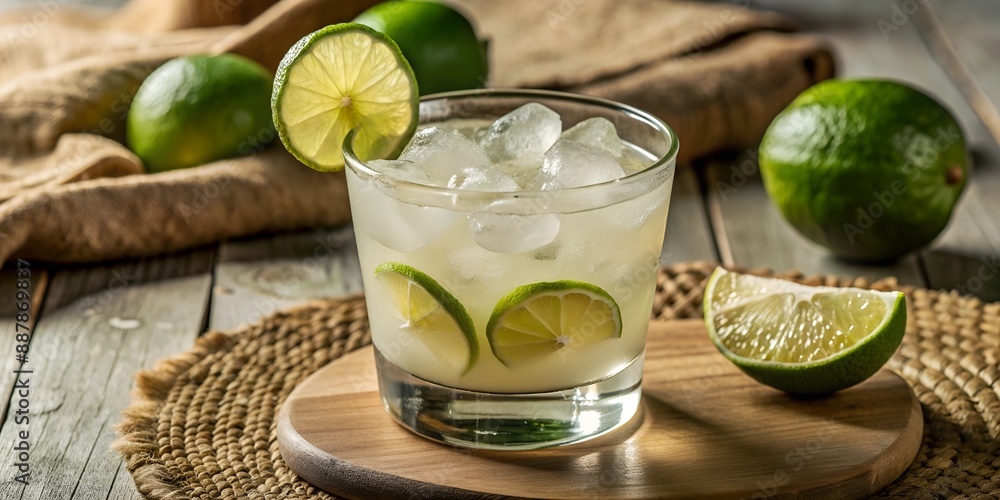 Fototapeta premium A refreshing caipirinha in a rocks glass.