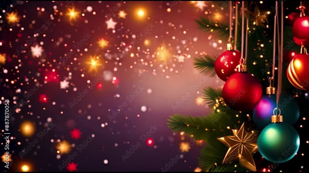 Trendy New Year festive wallpaper with Christmas toy balls on dark background with copy space for text. Trendy New Year festive wallpaper with Christmas toy balls on dark background with copy space for text.