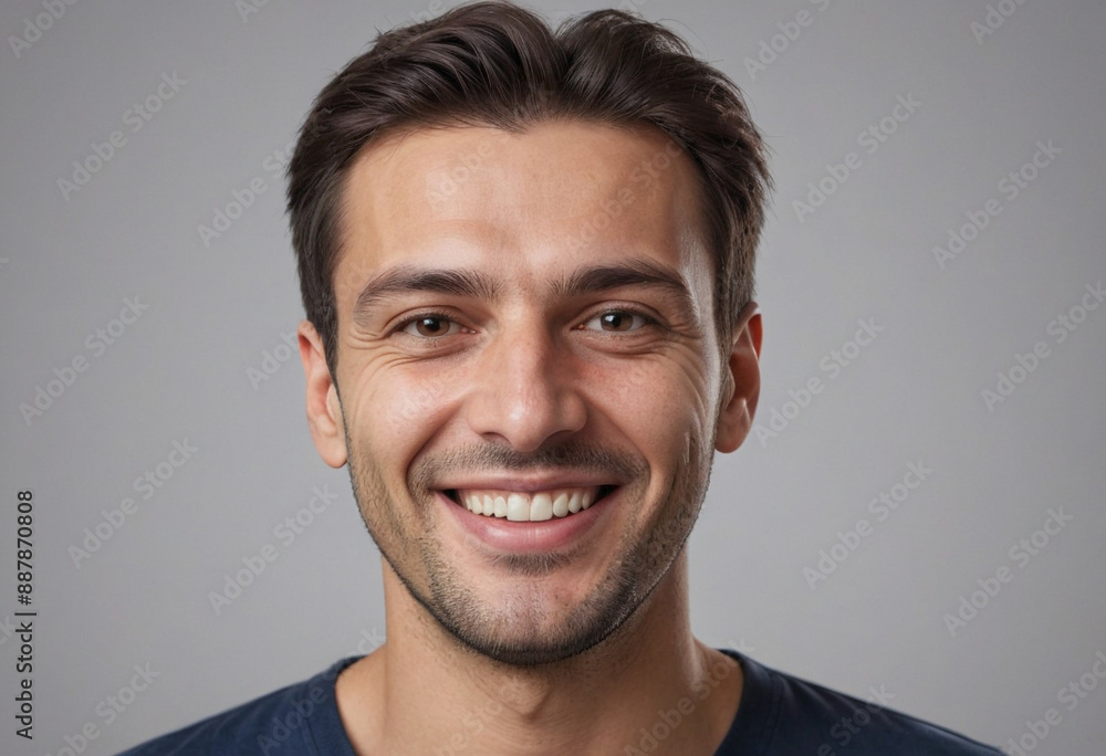 Portrait view of a regular happy smiling Romania man, ultra realistic, candid, social media, avatar image, plain solid background Portrait view of a regular happy smiling Romania man, ultra realistic, candid, social media, avatar image, plain solid background