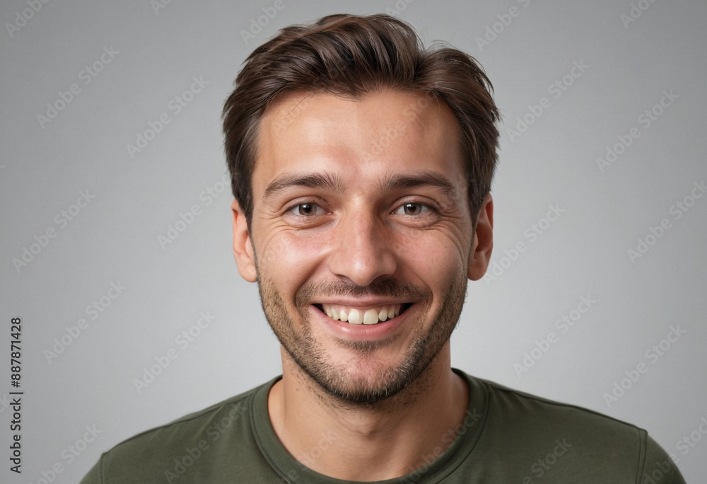 Portrait view of a regular happy smiling Slovenia man, ultra realistic, candid, social media, avatar image, plain solid background Portrait view of a regular happy smiling Slovenia man, ultra realistic, candid, social media, avatar image, plain solid background