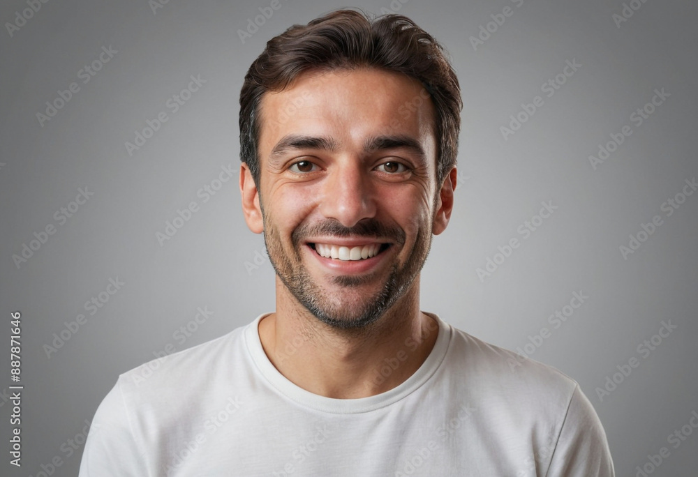 Portrait view of a regular happy smiling Spain man, ultra realistic, candid, social media, avatar image, plain solid background Portrait view of a regular happy smiling Spain man, ultra realistic, candid, social media, avatar image, plain solid background