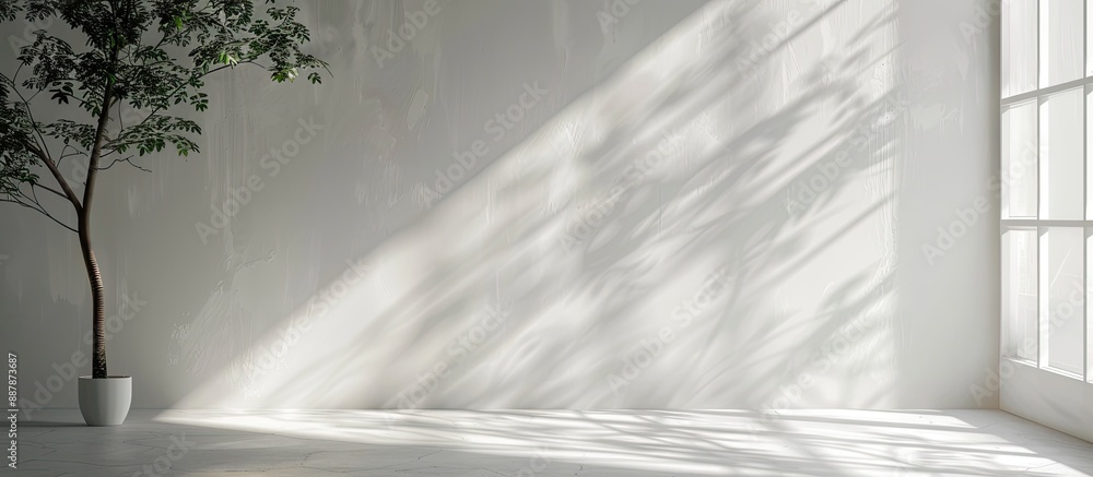 Morning sunlight casting shadow from the window onto a white wall with interior details adding an interesting touch Ideal for copy space images Morning sunlight casting shadow from the window onto a white wall with interior details adding an interesting touch Ideal for copy space images