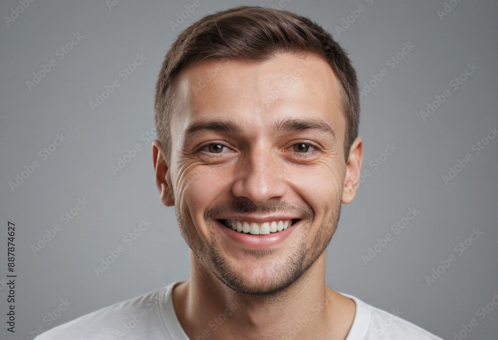 Portrait view of a regular happy smiling Ukraine man, ultra realistic, candid, social media, avatar image, plain solid background Portrait view of a regular happy smiling Ukraine man, ultra realistic, candid, social media, avatar image, plain solid background