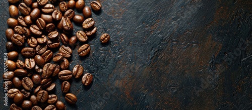Coffee beans arranged on a ...