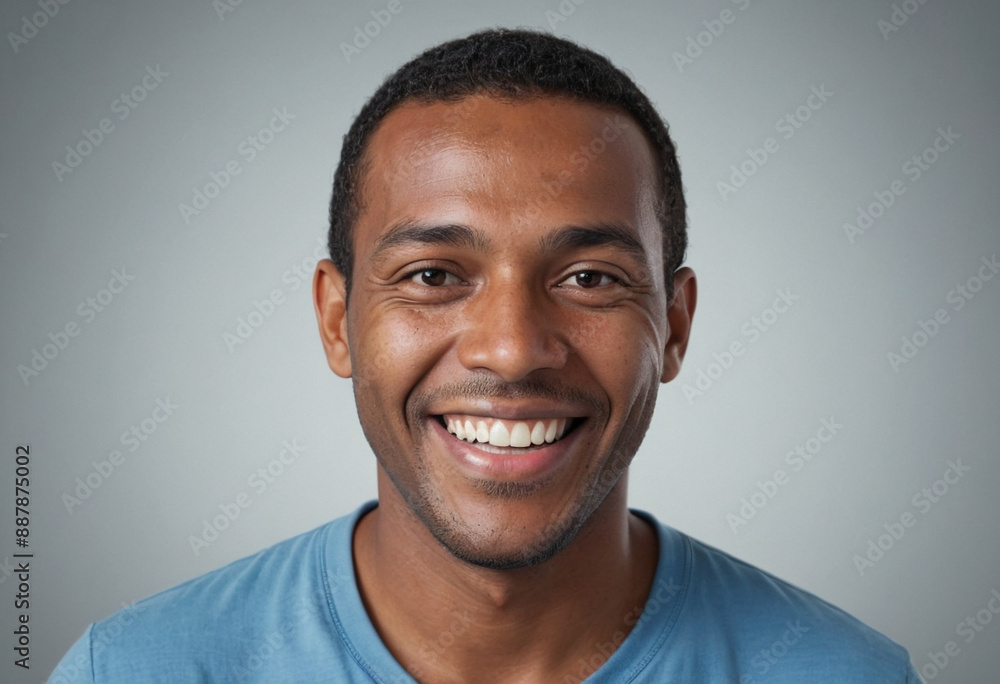 Obraz premium Portrait view of a regular happy smiling Belize man, ultra realistic, candid, social media, avatar image, plain solid background