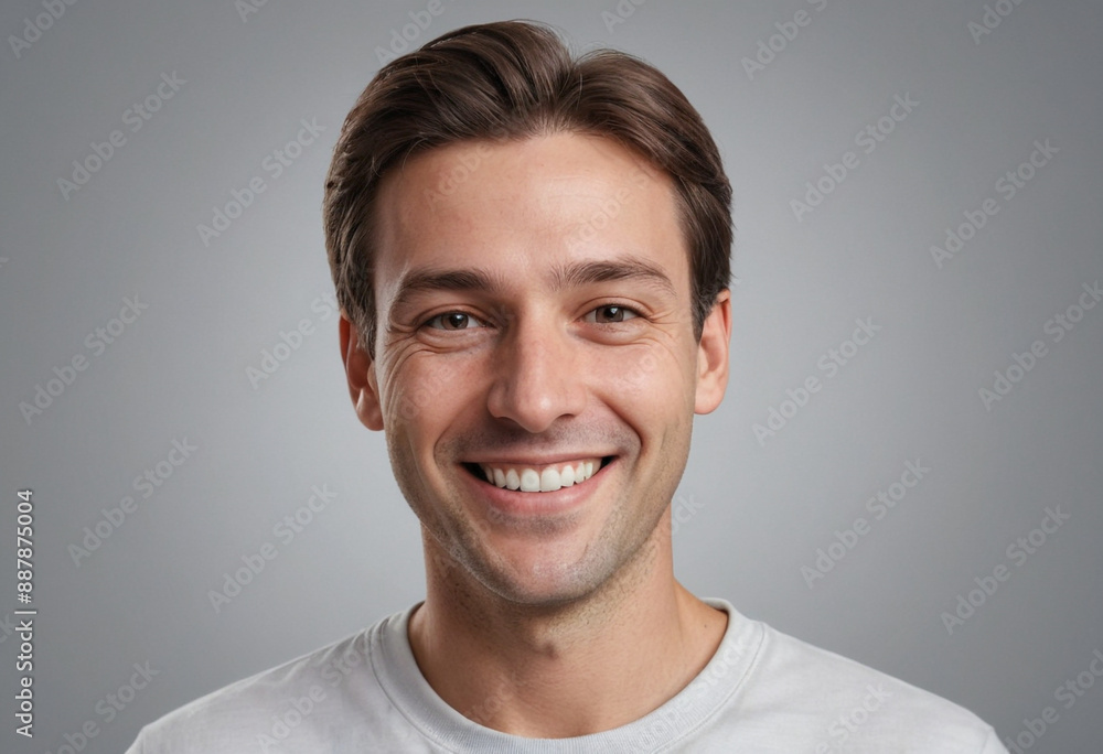 Portrait view of a regular happy smiling Canada man, ultra realistic, candid, social media, avatar image, plain solid background Portrait view of a regular happy smiling Canada man, ultra realistic, candid, social media, avatar image, plain solid background