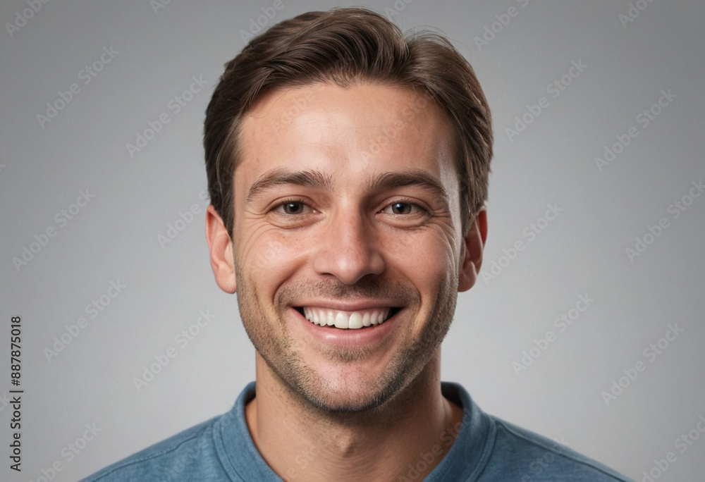 Portrait view of a regular happy smiling Canada man, ultra realistic, candid, social media, avatar image, plain solid background Portrait view of a regular happy smiling Canada man, ultra realistic, candid, social media, avatar image, plain solid background