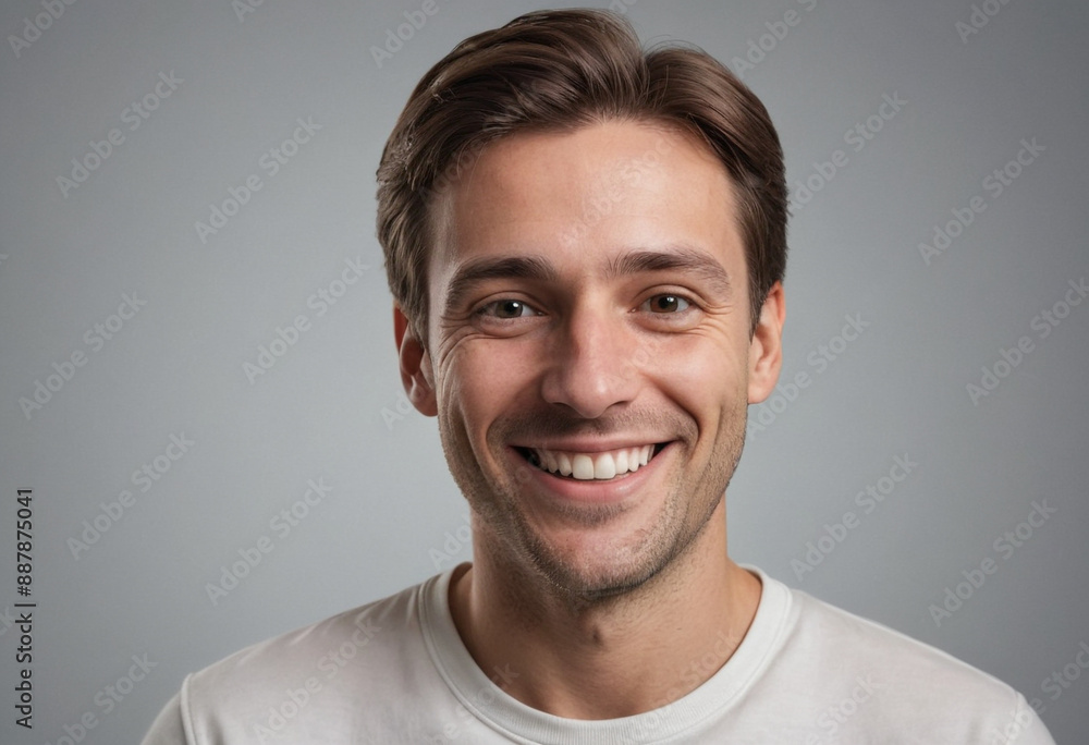Portrait view of a regular happy smiling Canada man, ultra realistic, candid, social media, avatar image, plain solid background Portrait view of a regular happy smiling Canada man, ultra realistic, candid, social media, avatar image, plain solid background
