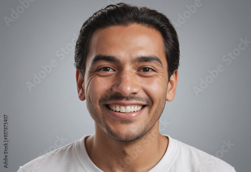 Portrait view of a regular happy smiling El Salvador man, ultra realistic, candid, social media, avatar image, plain solid background