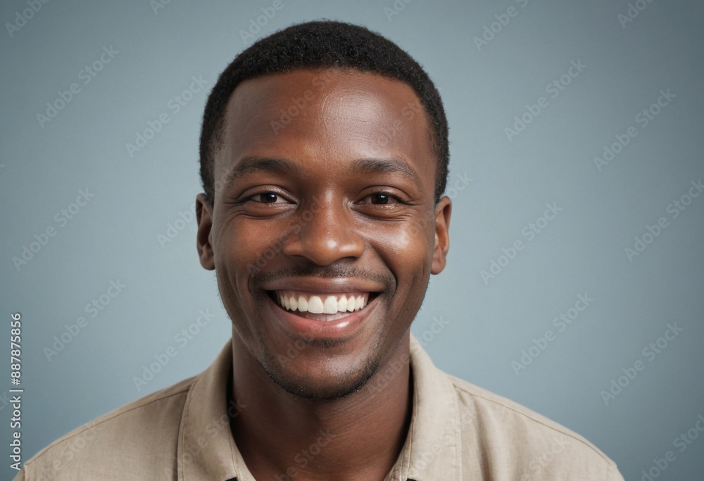 Portrait view of a regular happy smiling Haiti man, ultra realistic, candid, social media, avatar image, plain solid background Portrait view of a regular happy smiling Haiti man, ultra realistic, candid, social media, avatar image, plain solid background