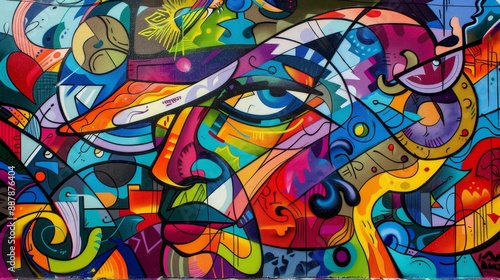 Wallpaper Mural Colorful street art and graffiti urban energy of 5 de Mayo celebrations background Torontodigital.ca