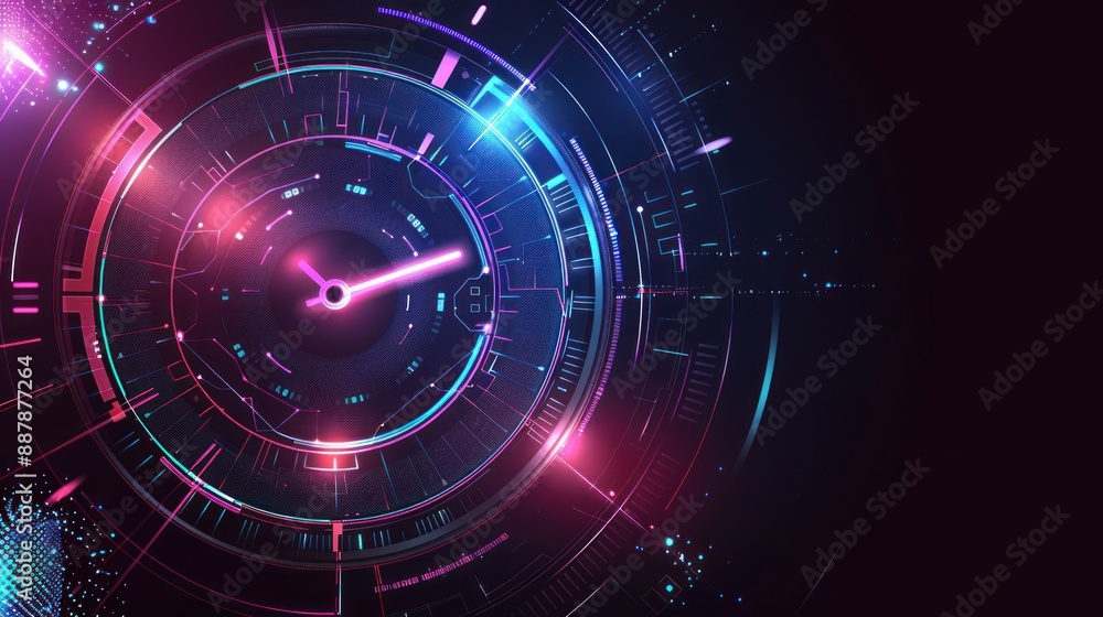 Abstract Digital Clock with Glowing Neon Lines Abstract Digital Clock with Glowing Neon Lines