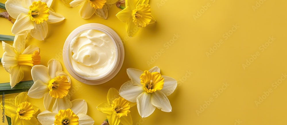 Daffodil infused face cream with copy space image Daffodil infused face cream with copy space image