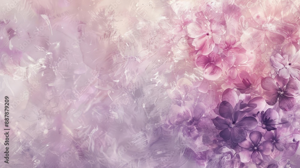 Fototapeta premium Abstract mauve and ivory with soft light and floral shapes as background