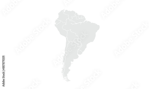 Map of south america Grayscale,isolated on white background for website layouts,background,education, precise,customizable,Travel worldwide,map silhouette backdrop,earth geography, political,reports.