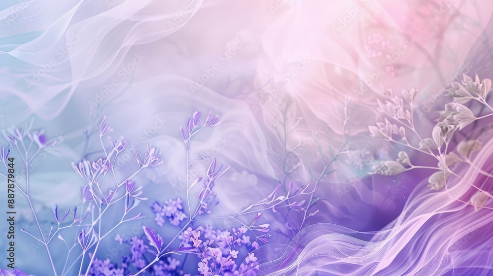Lavender and mint abstract background featuring flowing wave patterns and floral shapes Lavender and mint abstract background featuring flowing wave patterns and floral shapes