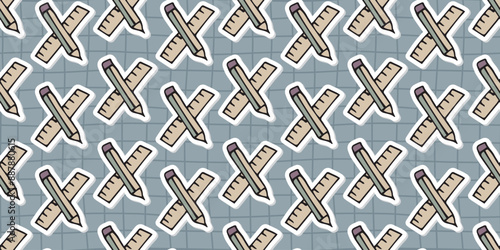 ruler. pencil. a pen. eraser. to draw. draw. to write. seamless pattern. background. study. school affiliation. background. the pattern. vector. gift wrapping.
