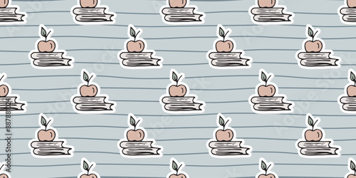 book. an audiobook. pencil. a pen. eraser. to draw. draw. to write. seamless pattern. background. study. school affiliation. background. the pattern. vector. gift wrapping.