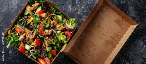 Delicious salad with meat a...