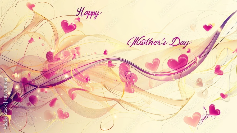 Pale yellow and magenta wallpaper with swirling patterns and Happy Mother's Day text Pale yellow and magenta wallpaper with swirling patterns and Happy Mother's Day text