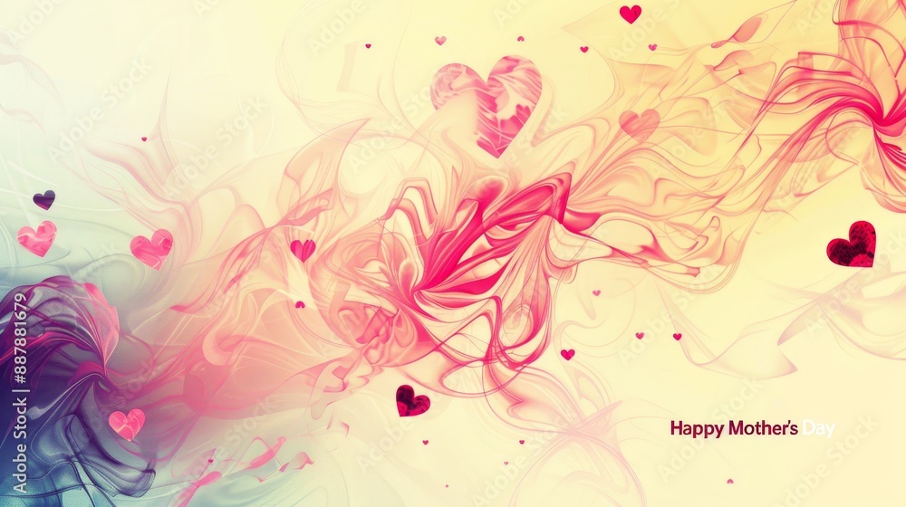 Yellow and magenta wallpaper with hearts and Happy Mother's Day text Yellow and magenta wallpaper with hearts and Happy Mother's Day text