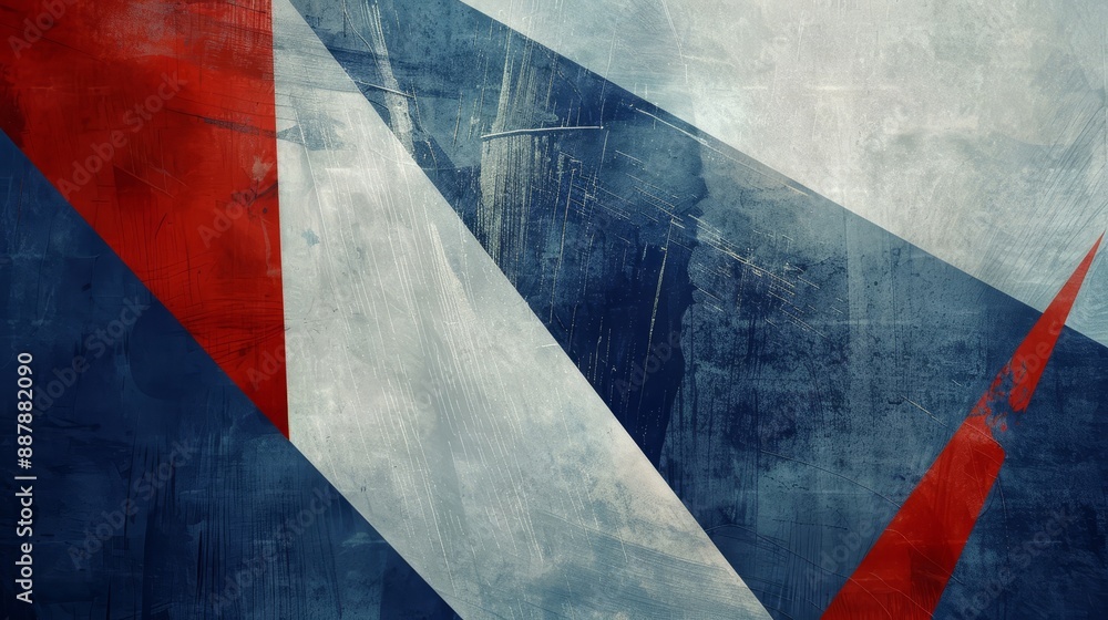 Obraz premium Dark blue and silver textures with blurred shapes creating modern Memorial Day backdrop