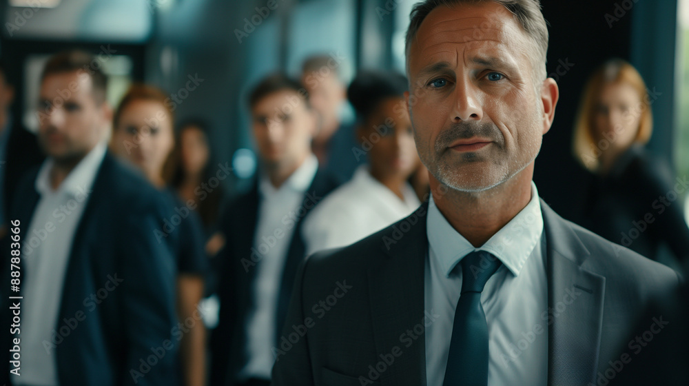 スーツを着た法人代表と社員達 スーツを着た法人代表と社員達