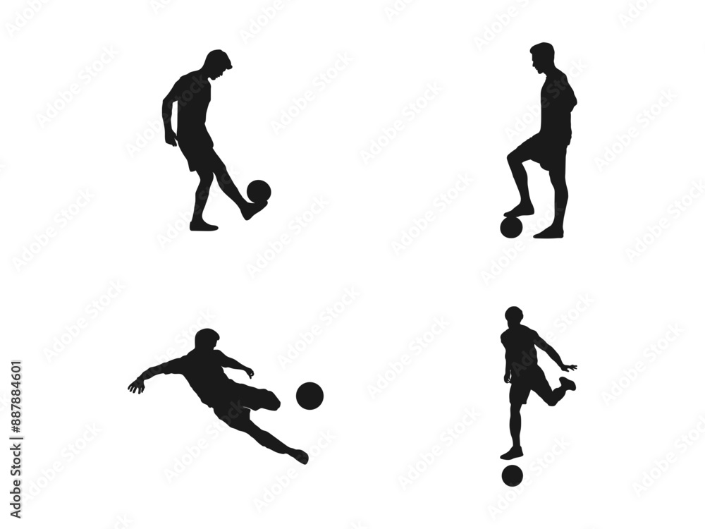 soccer players with the ball different postures. Soccer ball football player silhouette illustration vector. D A set of vector set of football, soccer player on white background. player shooting. soccer players with the ball different postures. Soccer ball football player silhouette illustration vector. D A set of vector set of football, soccer player on white background. player shooting.