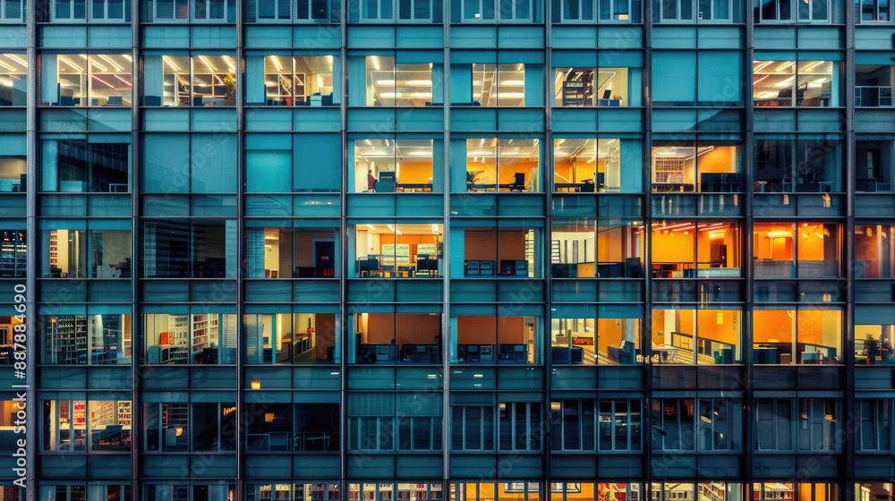 Modern Office Building Exterior with Multiple Windows Modern Office Building Exterior with Multiple Windows