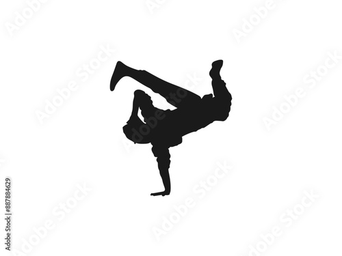 street dance different postures. Teenagers, Young girl and boy dancing street dance, hip hop at party or night club. Dancing street dance silhouettes in urban style on white background. 