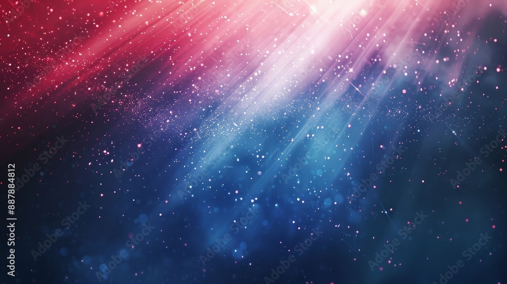 Background with smoky red white blue hues and luminous stars Background with smoky red white blue hues and luminous stars