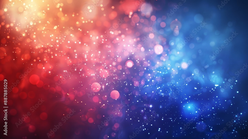 Background with smoky red white blue hues and glowing starbursts Background with smoky red white blue hues and glowing starbursts
