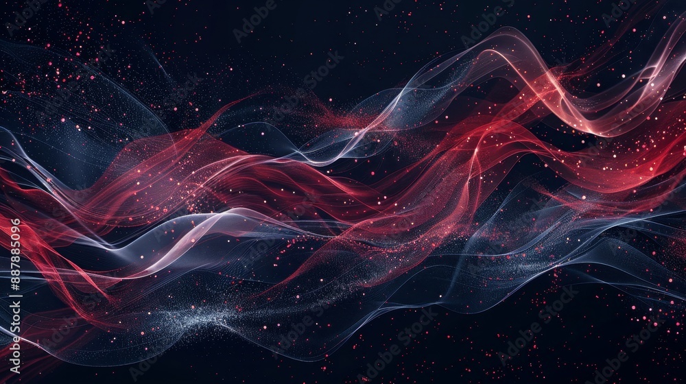 Obraz premium Navy base with red white lines and tiny light particles