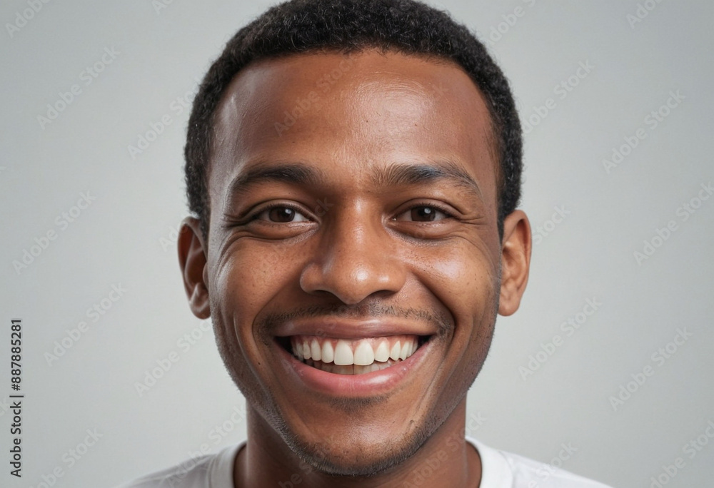 Portrait view of a regular happy smiling Suriname man, ultra realistic, candid, social media, avatar image, plain solid background Portrait view of a regular happy smiling Suriname man, ultra realistic, candid, social media, avatar image, plain solid background