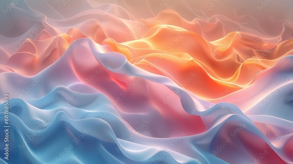 Obraz premium Abstract background of flowing, iridescent blue and orange light, creating a dynamic and ethereal texture.