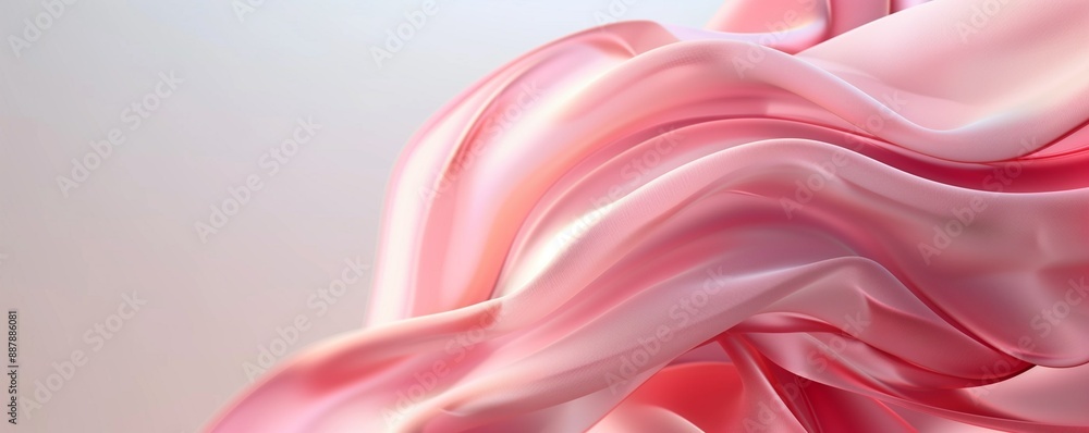 Fototapeta premium Abstract background with silk fabric effect. Textile sliding pleats. Backdrop for design with copy space. Banner, border