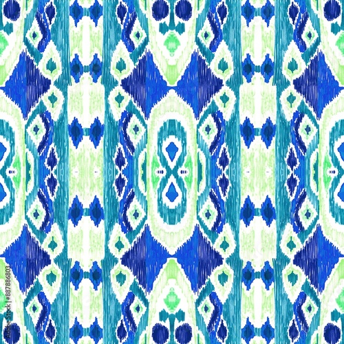 Ethnic abstract art ikat. Seamless ornamental print. Geometric ethnic pattern seamless color oriental. Design for background, curtains, carpets, wallpaper, clothes, packaging, batik.