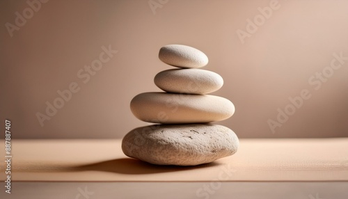 Serenity in Simplicity: Balanced Stones in Neutral Tones Reflecting Zen Philosophy"