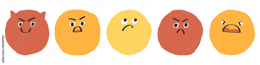 Fototapeta premium Face emoticon doodle icon set