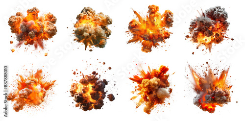 Set of explosions cut out