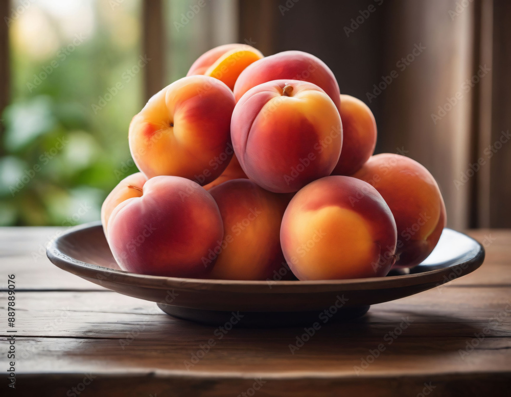 Pretty peaches on a rustic wooden background. Pretty peaches on a rustic wooden background.