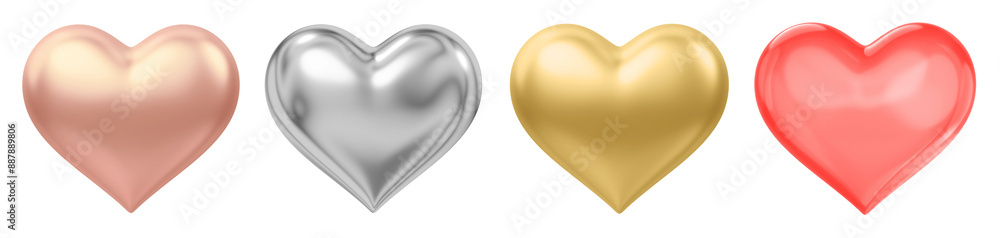 3d of colorful heart png cut out element set 3d of colorful heart png cut out element set